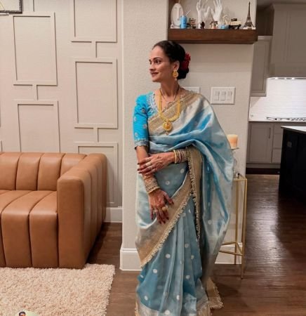 BANARSI TISSUE SILK SILK SAREE WITH LACE