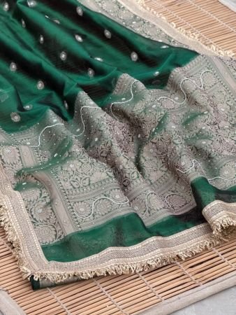 BANARASI TISSUE SILK SAREE PASTING HANDWORK