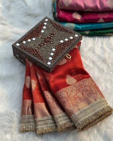 MAHARANI TISSUE SILK SAREE WITH LACW WORK